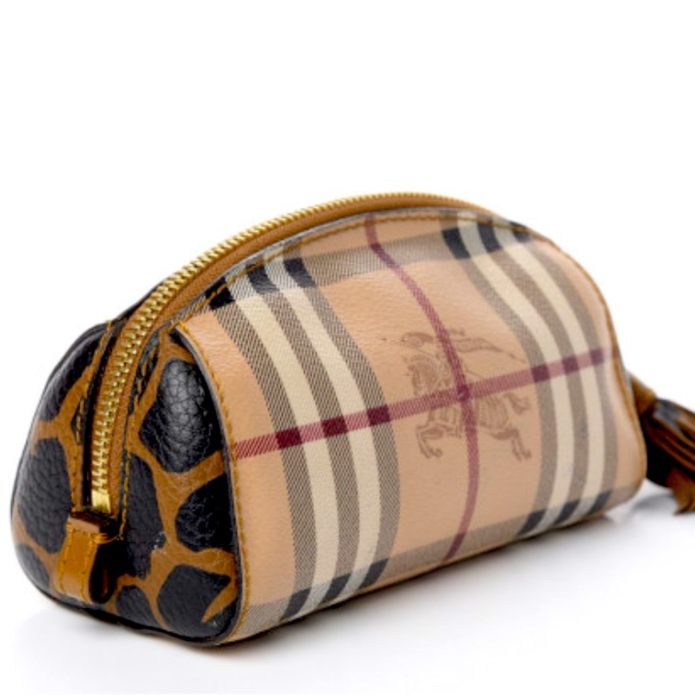 Burberry Haymarket Check Small Evelyn Cosmetic Pouch Natural